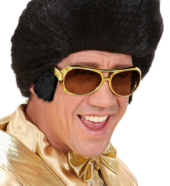 Widmann SRL Rock 'n roll bril Elvis goud met bakkebaarden