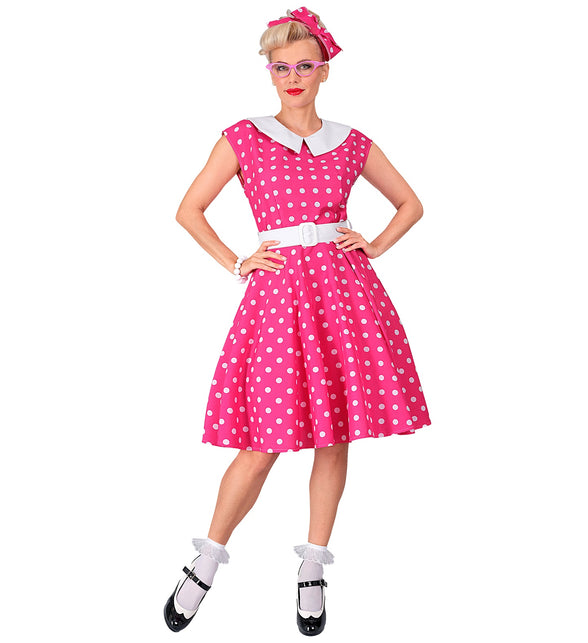 Widmann SRL Rock-'n-roll fashion jurk roze 50s