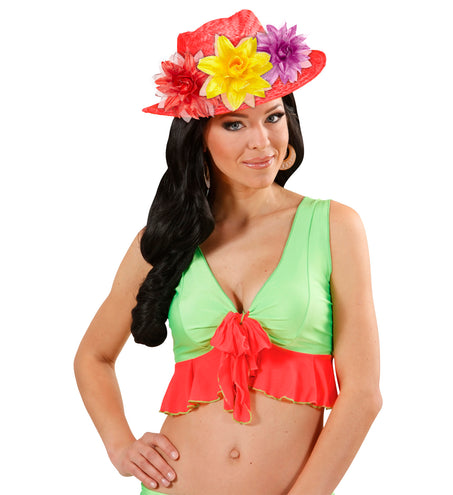 Widmann SRL Rode bloemen haarclip met glitters