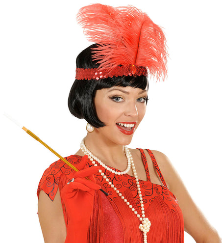 Widmann SRL Rode Charleston hoofdband met veren