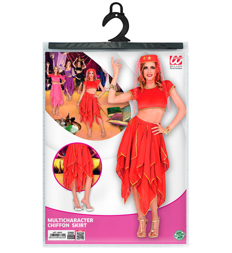 Widmann SRL Rode chiffon rok