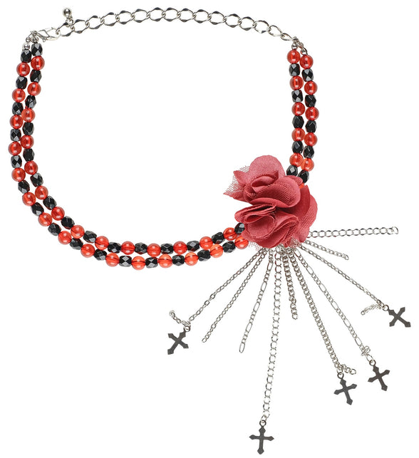 Widmann SRL Rode gothic ketting met roos
