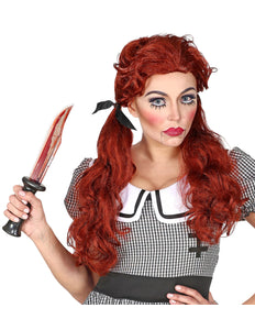 Widmann SRL Rode halloween pruik met twee staartjes