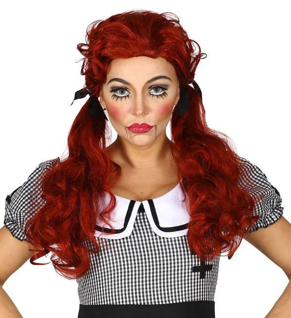 Widmann SRL Rode halloween pruik met twee staartjes