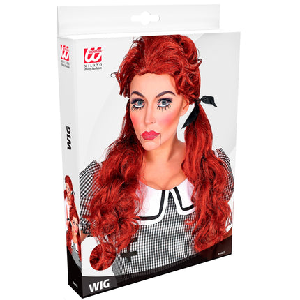 Widmann SRL Rode halloween pruik met twee staartjes
