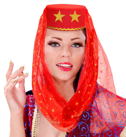 Widmann SRL Rode harem hoed met sluier