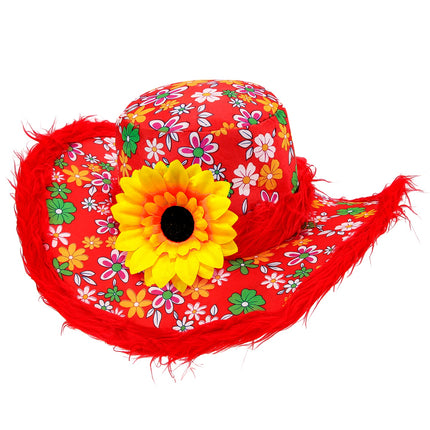 Widmann SRL Rode hoed Ibiza met zonnebloem