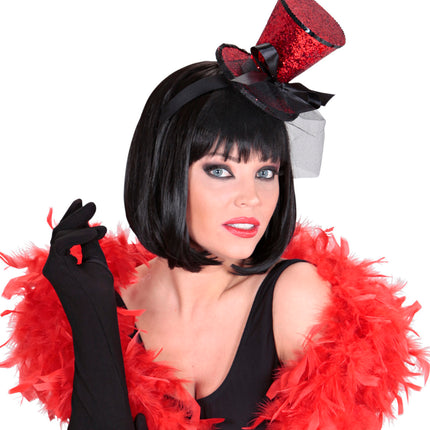 Widmann SRL Rode Mini Hoge Hoed Met Sluier