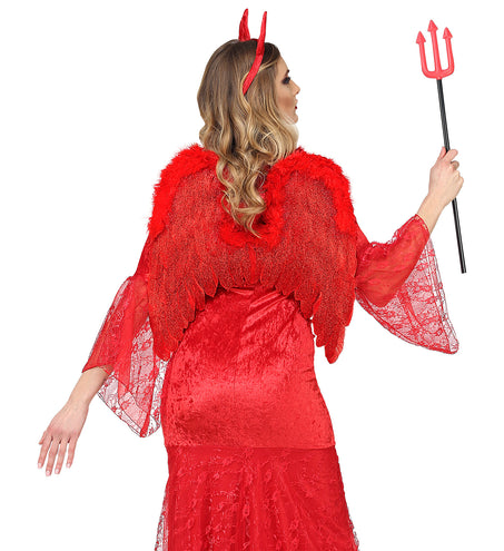 Widmann SRL Rode vleugels met marabou en glitters