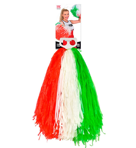 Widmann SRL Rood wit groene cheerleader pom pom