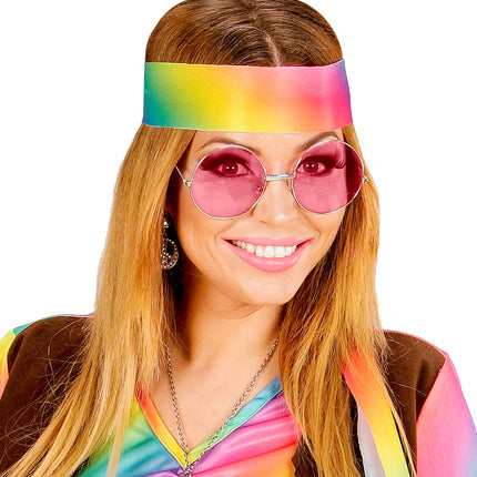 Widmann SRL Roze bril 70-er jaren Flower Power