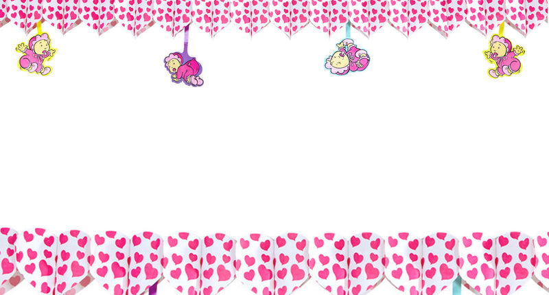 Widmann SRL Roze hartjes slingers voor geboorte