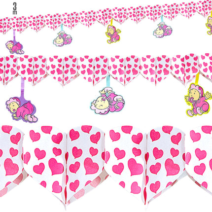 Widmann SRL Roze hartjes slingers voor geboorte