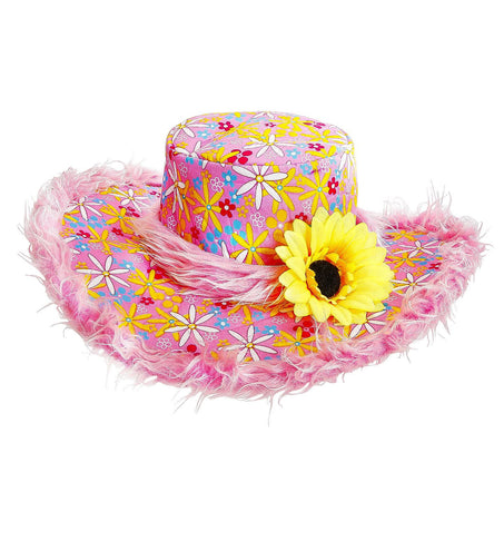Widmann SRL Roze hoed Ibiza met zonnebloem