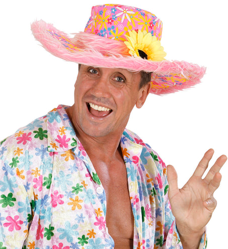 Widmann SRL Roze hoed Ibiza met zonnebloem