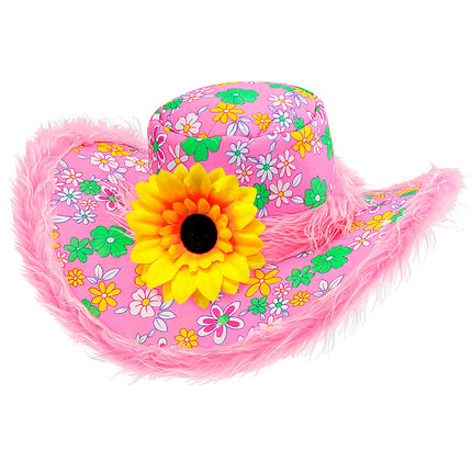 Widmann SRL Roze hoed Ibiza met zonnebloem