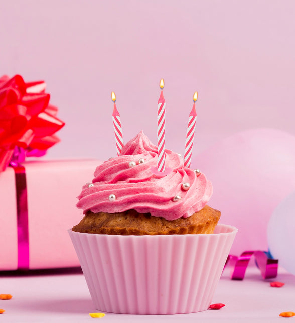 Widmann SRL Roze kaarsje happy birthday