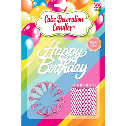 Widmann SRL Roze kaarsje happy birthday