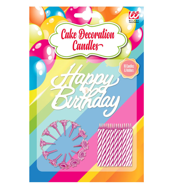 Widmann SRL Roze kaarsje happy birthday