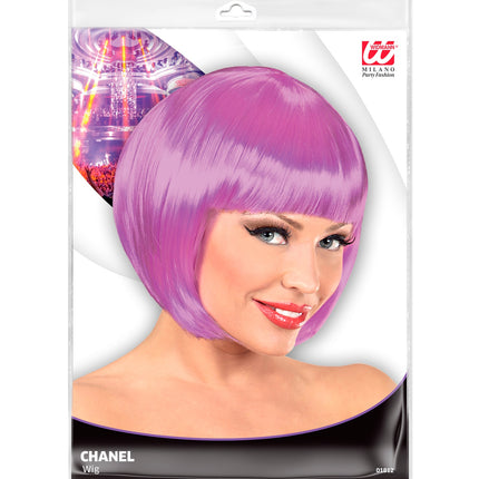 Widmann SRL Roze/ Magenta boblijnpruik dames