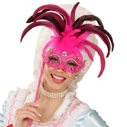 Widmann SRL Roze oogmasker met veren