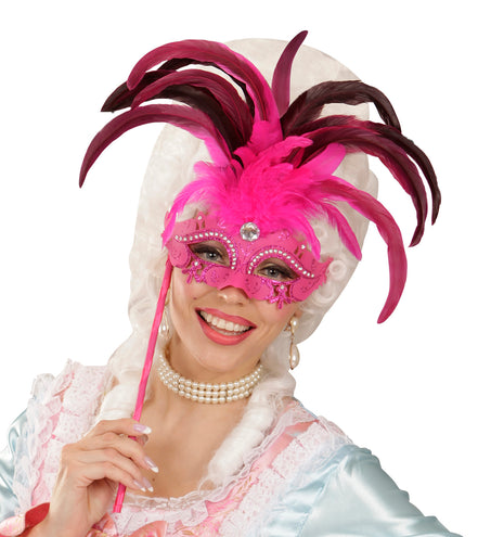 Widmann SRL Roze oogmasker met veren