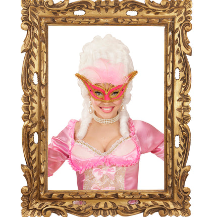 Widmann SRL Roze oogmaskers met veertjes