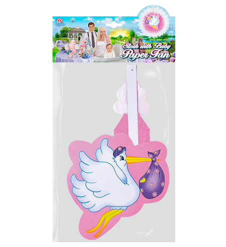 Widmann SRL Roze ooievaar waaier decoratie