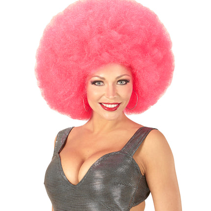 Widmann SRL Roze oversized Afro pruik