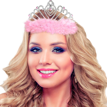 Widmann SRL Roze prinsessenkroon met marabou