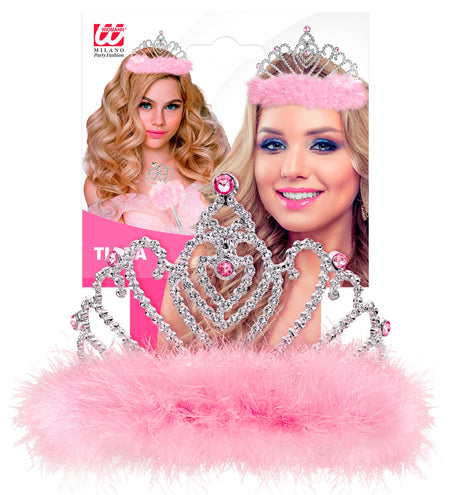 Widmann SRL Roze prinsessenkroon met marabou