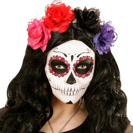 Widmann SRL Roze roos haarclip met glitters