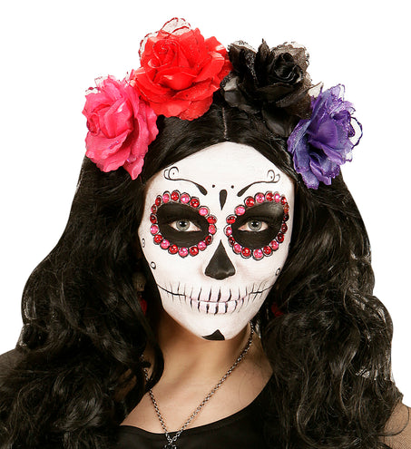 Widmann SRL Roze roos haarclip met glitters