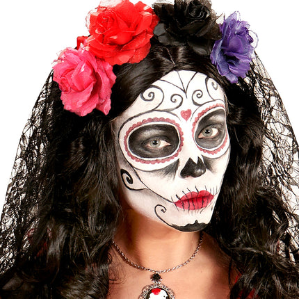 Widmann SRL Roze roos haarclip met glitters