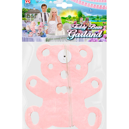 Widmann SRL Roze Teddy beertjes slinger voor geboorte