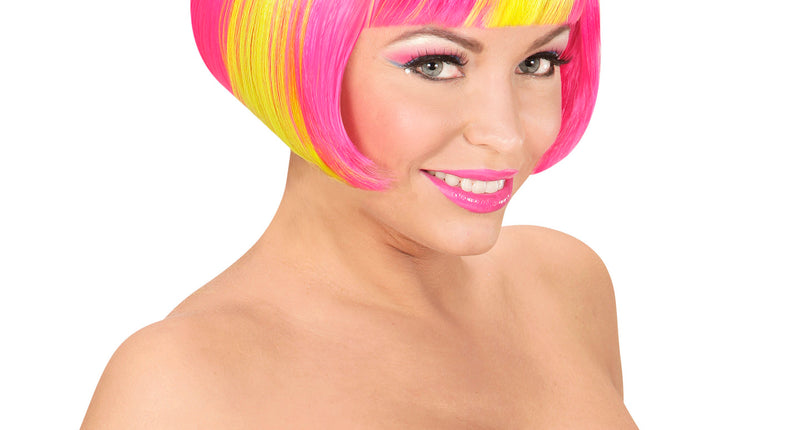 Widmann SRL Roze/gele neon pruik, Valentina