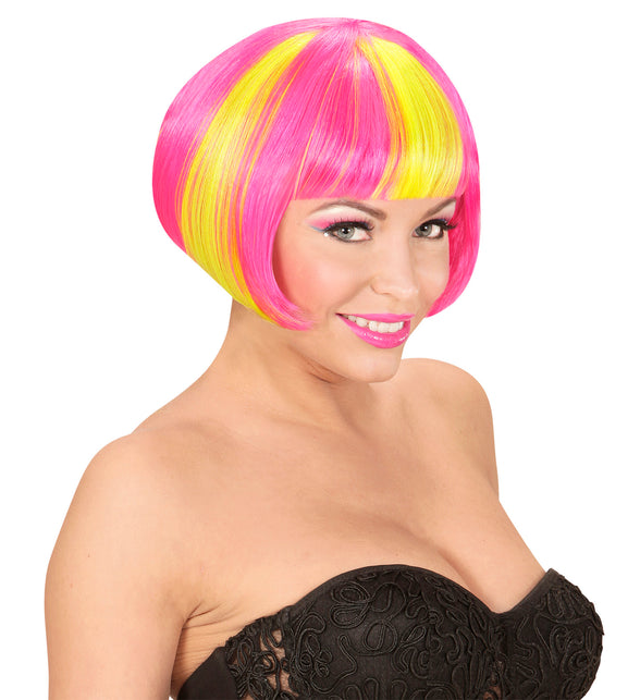 Widmann SRL Roze/gele neon pruik, Valentina