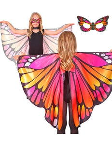Widmann SRL Roze/oker vlindervleugels en oogmasker kind