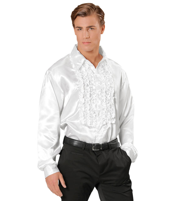 Widmann SRL Ruche blouse satijn wit
