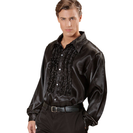 Widmann SRL Ruche blouse satijn zwart