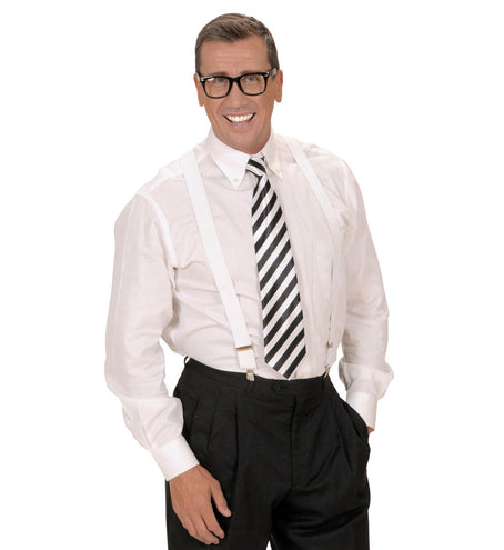Widmann SRL Satijn witte stropdas met zwarte strepen