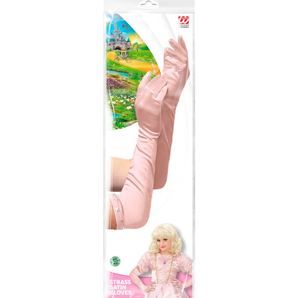 Widmann SRL Satijnen handschoenen roze kind