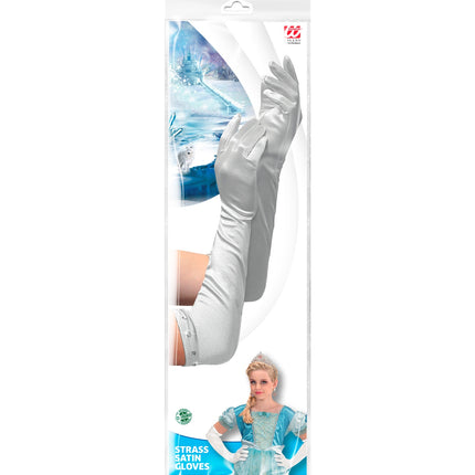 Widmann SRL Satijnen handschoenen wit kinderen