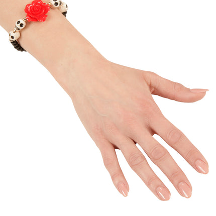 Widmann SRL Schedel armband met rode roos