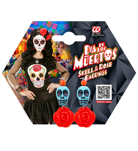 Widmann SRL Schedel met roos oorbellen