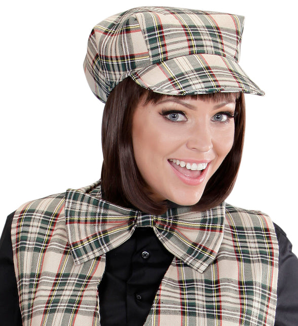 Widmann SRL Schotse pet tartan met strik ruit beige