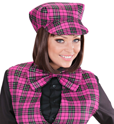 Widmann SRL Schotse pet tartan met strik ruit roze