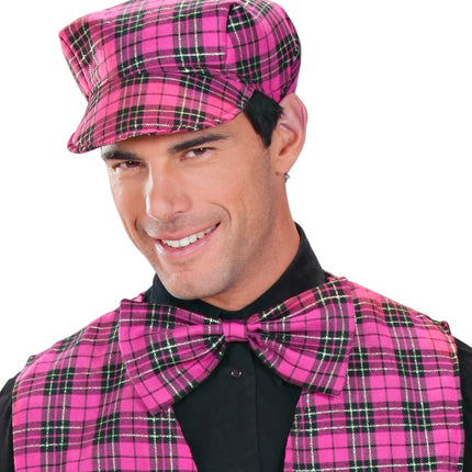 Widmann SRL Schotse pet tartan met strik ruit roze