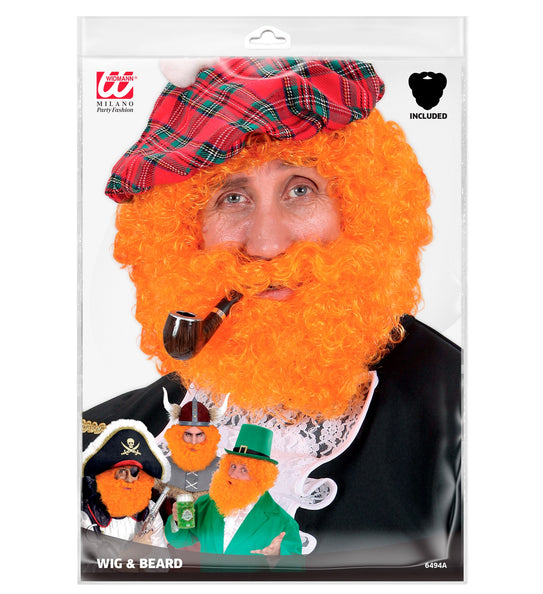 Widmann SRL Schotse pruik oranje krullen