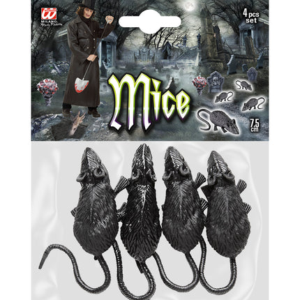 Widmann SRL Set van 4 muizen 9cm